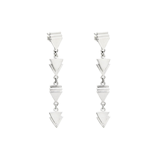 Hanging Tryst With Triangles 925 Sterling Silver Dangler Earrings