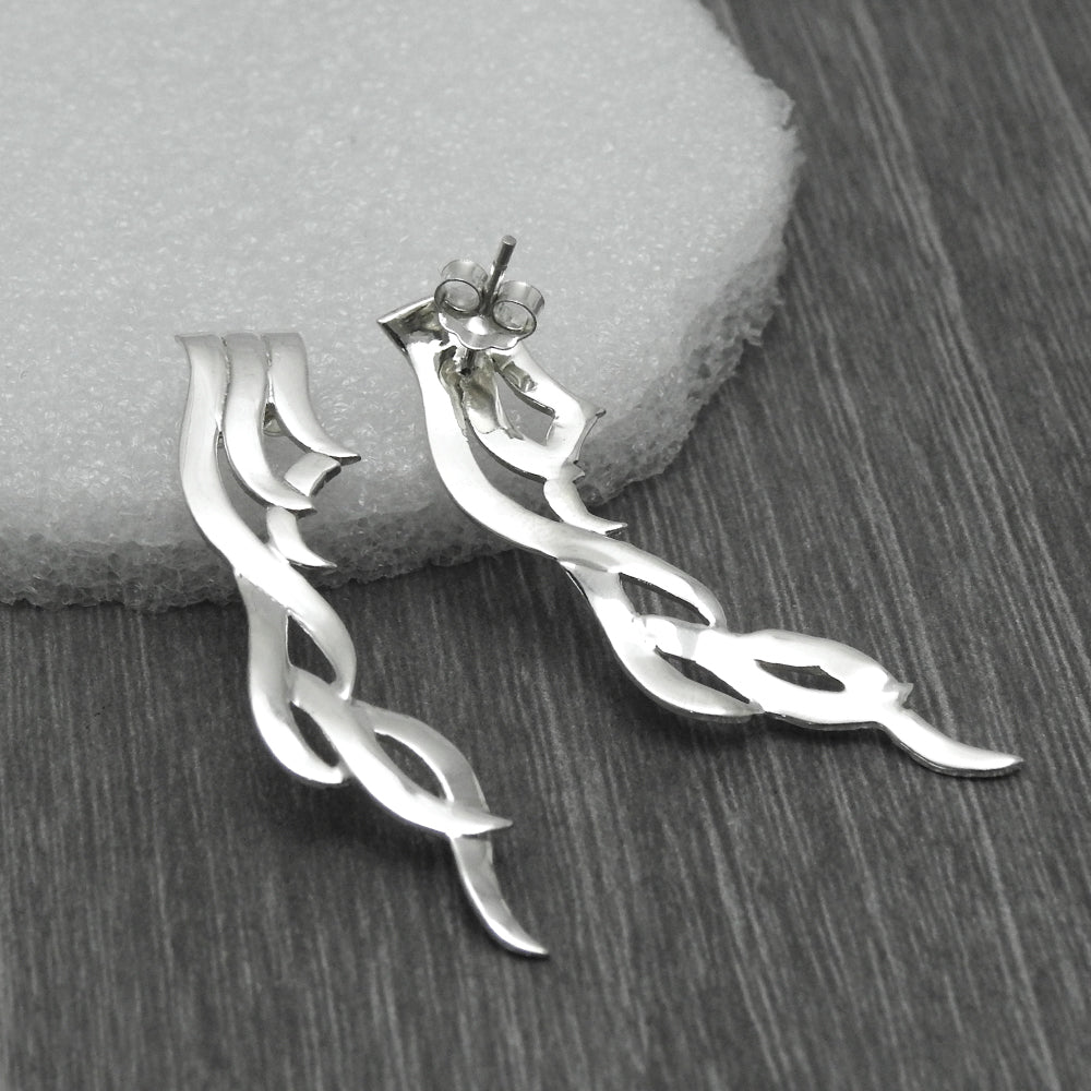 Falling Fire 925 Sterling Silver Drop Earrings