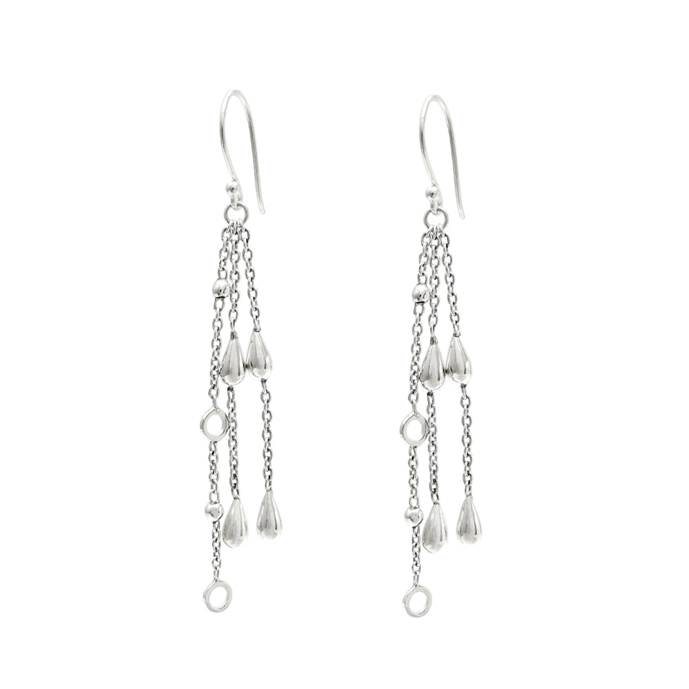 Hanging Drops Solid 925 Sterling Silver Dangle Earrings