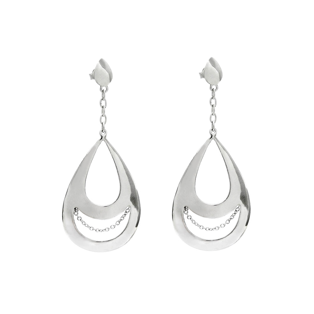 Solid 925 Sterling Silver Teardrop Dangle Earrings