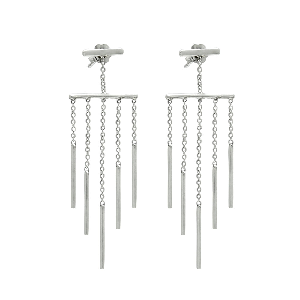 925 Solid Sterling Silver Hanging Sticks Dangle Earrings