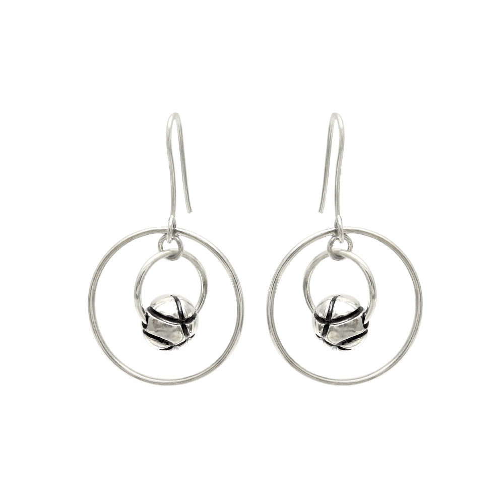 Solid 925 Sterling Silver Hanging Ball Earrings Women Jewelry