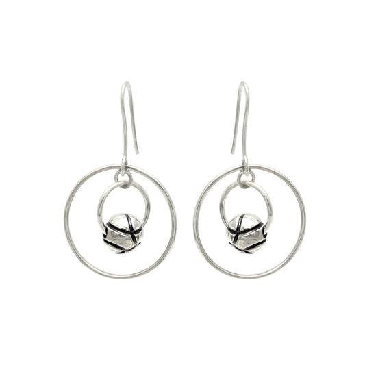 Solid 925 Sterling Silver Hanging Ball Earrings Women Jewelry