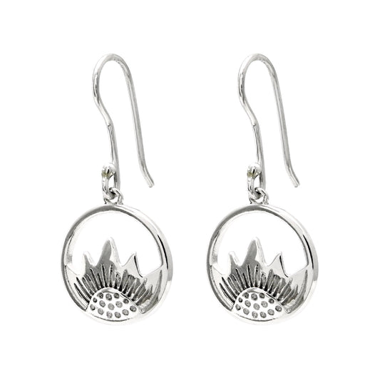 Solid 925 Sterling Silver Sunflower Dangle Earrings