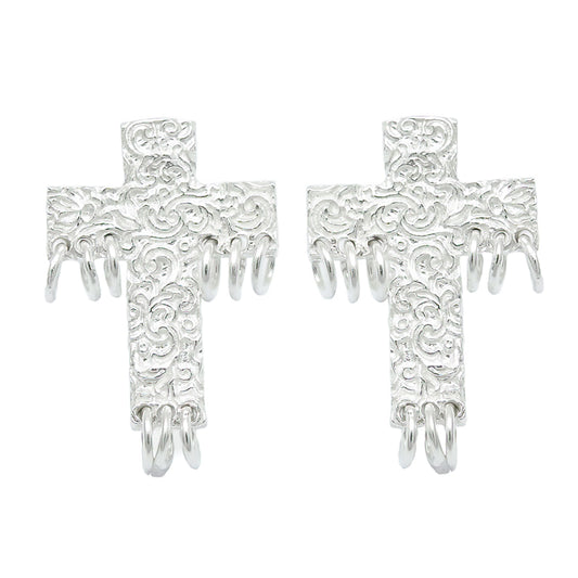 925 Solid Sterling Silver Cross Stud Earrings