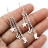 Solid 925 Sterling Silver Celestial Dangle Earrings Women Jewelry