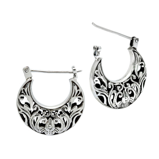 925 Solid Sterling Silver Antique Moon Celestial Earrings