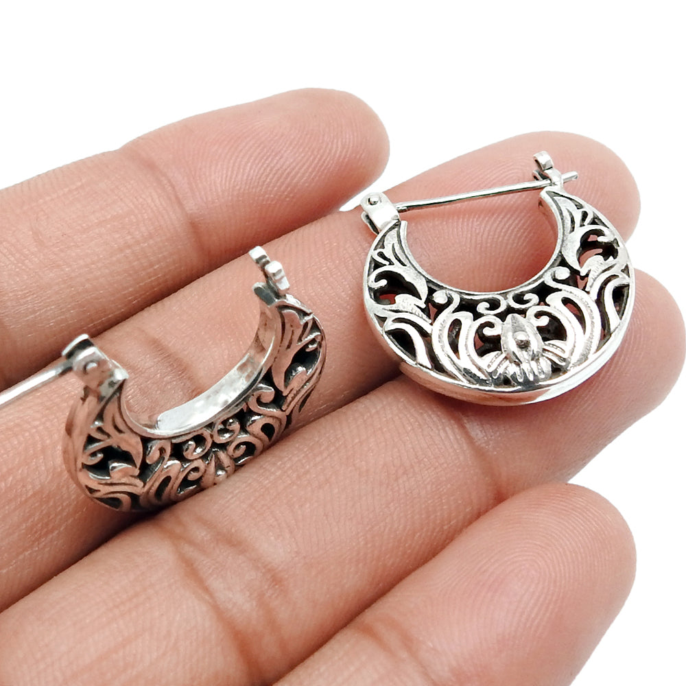 925 Solid Sterling Silver Antique Moon Celestial Earrings