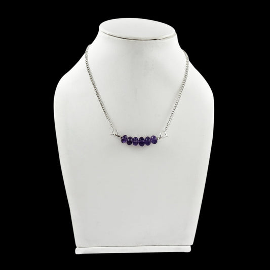 Gift For Her Choker Necklace 925 Sterling Silver Natural Amethyst Gemstone