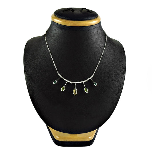 Green Onyx Peridot Citrine Gemstone Necklace 925 Sterling Silver Indian Jewelry