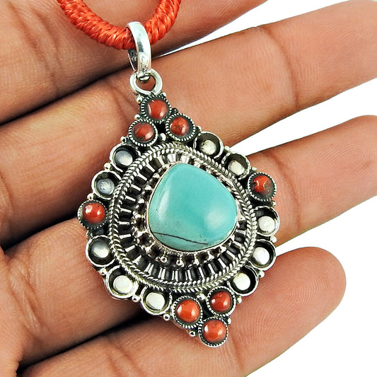 Turquoise 925 Sterling Silver New Boho December Birth Daughter Birthday Pendant