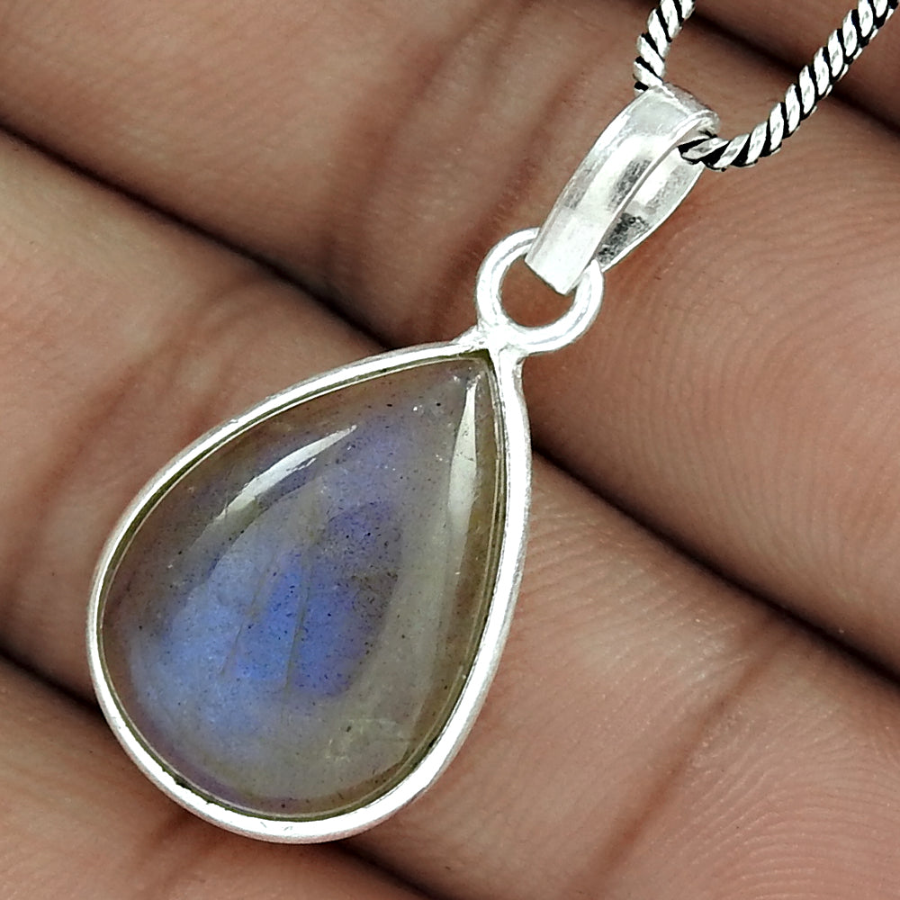 Labradorite Stone 925 Solid Silver Wedding Boho Tribal Daughter Birthday Pendant