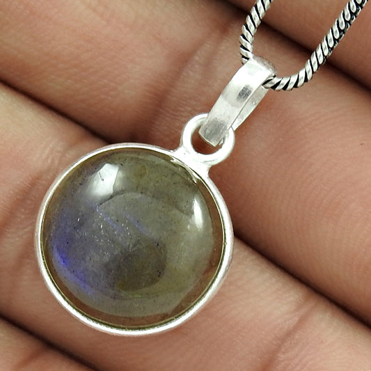 Labradorite Gemstone Bezel Vintage Mother Engagement Pendant 925 Solid Silver