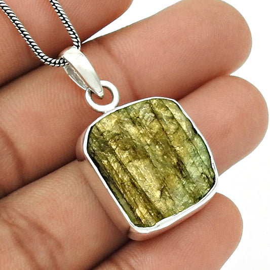 Birthday Gift 925 Sterling Silver Natural Labradorite Gemstone Pendant U72