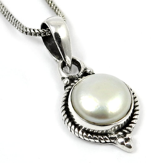 Natural Pearl Jewelry 925 Sterling Silver Pendant Boho For Girls X3