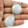 925 Sterling Silver Crown Chakra Natural Rainbow Moonstone Bezel Boho Pendant