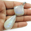 925 Solid Silver Pear Natural Rainbow Moonstone Engagement New Bohemian Pendant