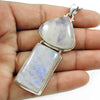 Rainbow Moonstone Stone 925 Silver Bezel Engagement Boho Ethnic Daughter Pendant