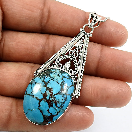 Birthday Gift Pendant 925 Sterling Silver Natural Turquoise Gemstone X9