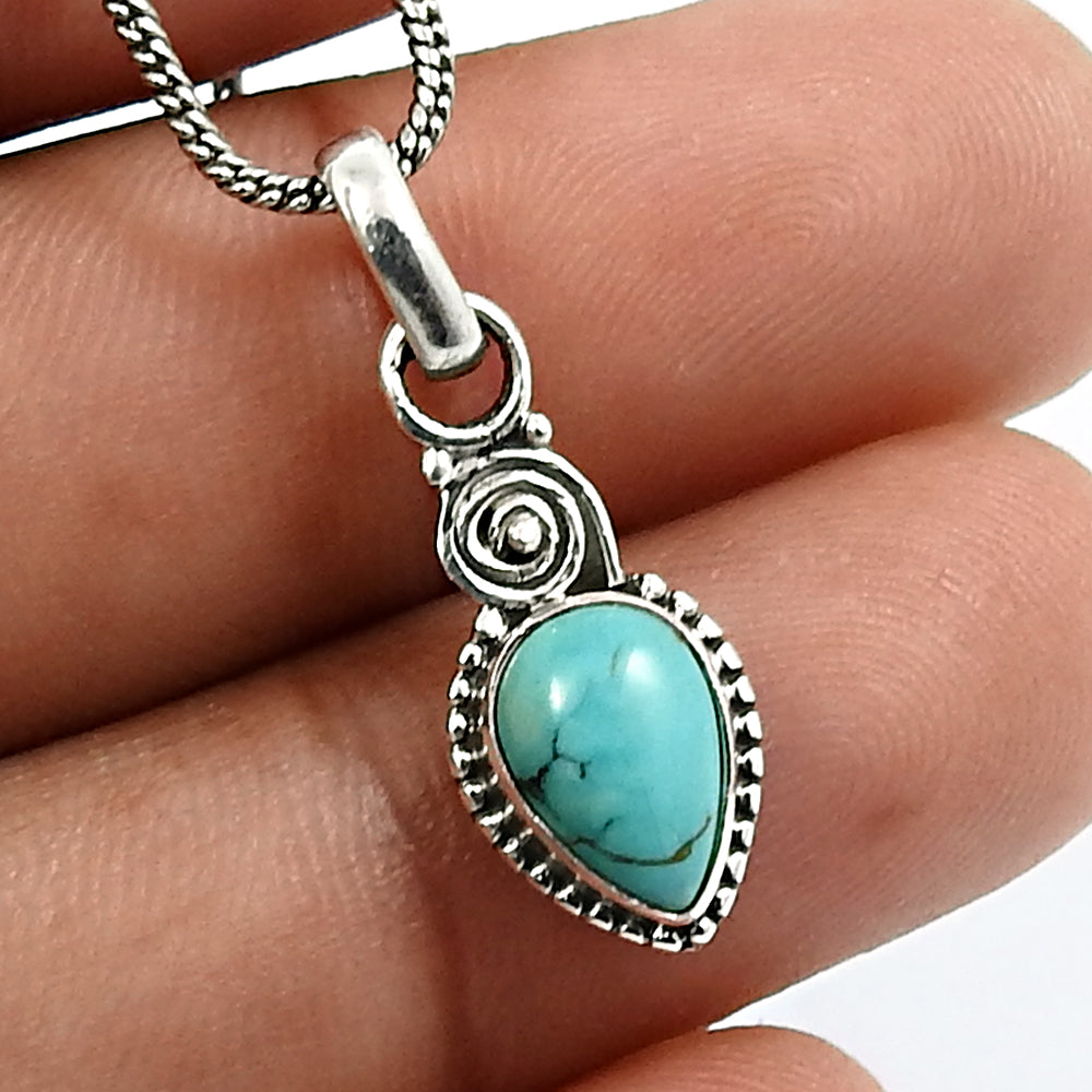 Gift For Her 925 Sterling Silver Jewelry Turquoise Gemstone Ethnic Pendant R13