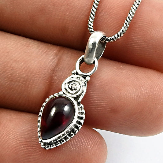 Garnet Gemstone Mother Vintage Trendy January Birth New Pendant 925 Solid Silver