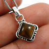 Natural Tiger Eye Gemstone Pendant Tribal 925 Sterling Silver For Girls C30