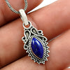 Natural Lapis Lazuli Gemstone Pendant Ethnic 925 Sterling Silver Jewelry Z87