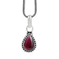 Natural Garnet Gemstone Pendant Tribal Red 925 Sterling Silver Jewelry E89