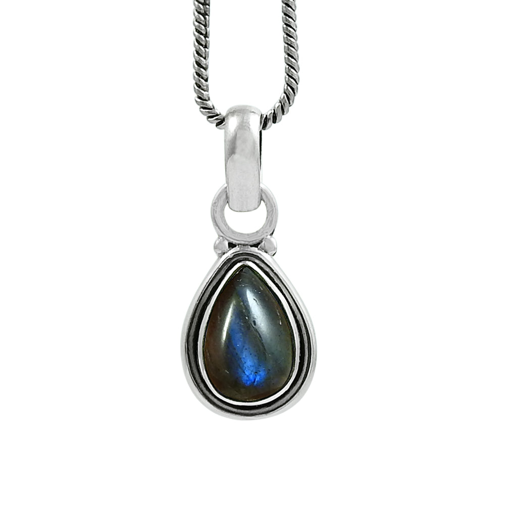 Natural Labradorite Gemstone Pendant Tribal 925 Sterling Silver For Women O89