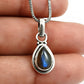 Natural Labradorite Gemstone Pendant Tribal 925 Sterling Silver For Women O89