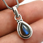 Natural Labradorite Gemstone Pendant Tribal 925 Sterling Silver For Women O89