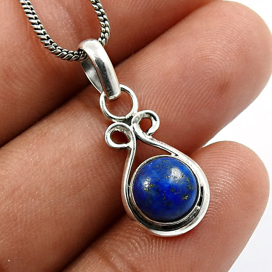 Natural Lapis Lazuli Gemstone Pendant Tribal 925 Sterling Silver Jewelry C10