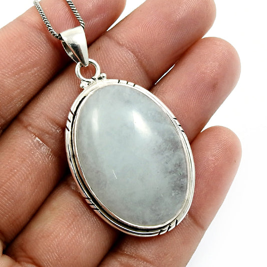 Birthday Gift Pendant Boho 925 Sterling Silver Natural Aquamarine Gemstone B31