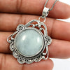 Round Shape Aquamarine Gemstone 925 Silver HANDMADE Pendant