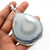 Natural Striped Onyx Gemstone Pendant Vintage 925 Sterling Silver Jewelry C31