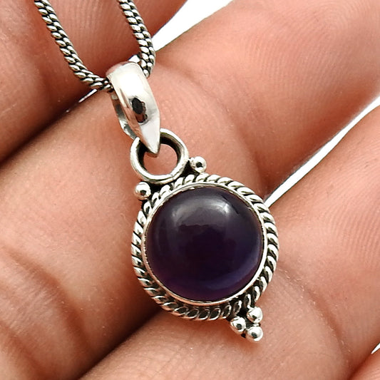 Gift For Her Amethyst Gemstone Boho Pendant 925 Sterling Silver Hippie Jewelry