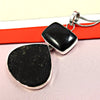 Healing Power Rough Stone Natural Black Tourmaline Solid 925 Silver Pendant Gift