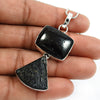 Natural Black Tourmaline Solid Silver Wedding Healing Bezel Boho Pendant Jewelry