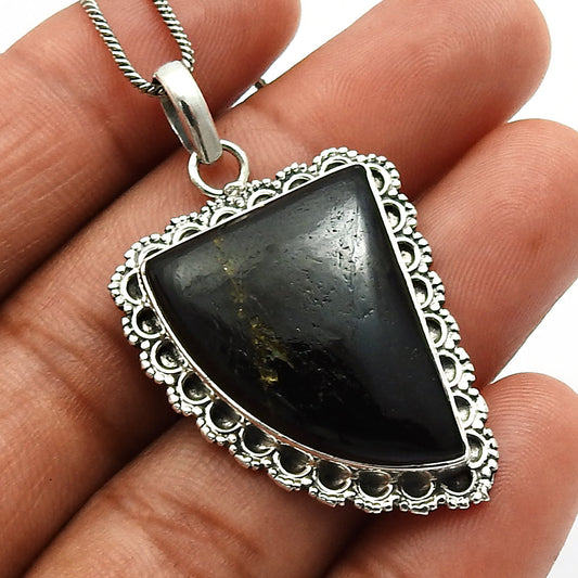 Birthday Gift Pendant Tribal 925 Silver Natural Tourmaline Gemstone S47