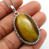 Natural Tiger Eye Gemstone Pendant Bohemian 925 Sterling Silver Jewelry Y10