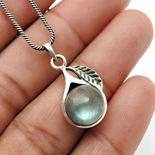 Labradorite Stone Sterling Silver Wife Anniversary Wedding Daughters Day Pendant