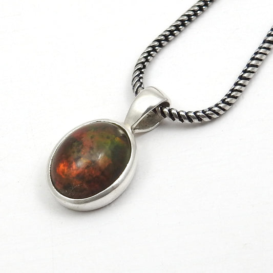 Natural Black Opal Solid 925 Sterling Silver Bezel Pendant