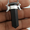 Natural Black Onyx 925 Sterling Silver Anniversary Pencil Elegant Boho Pendant