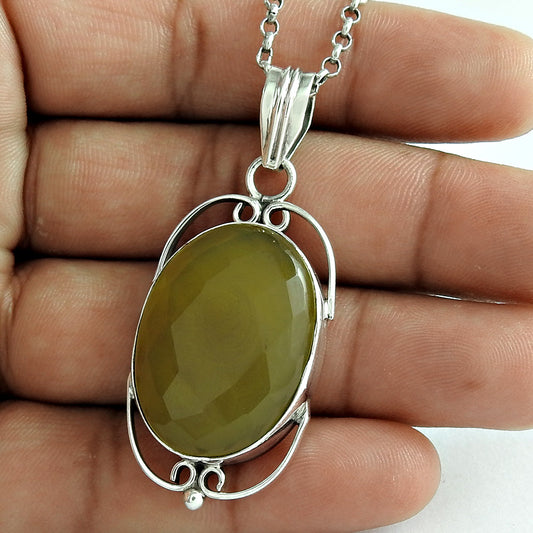 Birthday Gift 925 Sterling Silver Natural Jasper Gemstone Pendant Trendy Z13