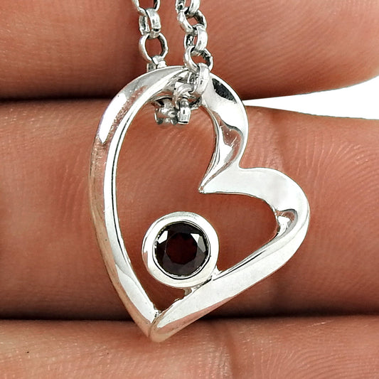 Birthday Gift Natural Garnet Gemstone Pendant Bohemian 925 Silver C53