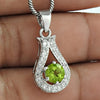 Birthday Gift 925 Sterling Silver Natural Peridot Gemstone Pendant Tribal I14