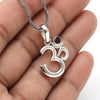 Natural Garnet Gemstone 925 Sterling Silver OM Pendant Indian Religious Jewelry