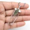 Solid 925 Silver Natural Moldavite Pencil Crystal Pendant Jewelry