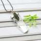 Solid 925 Silver Natural Moldavite Pencil Crystal Pendant Jewelry