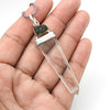 Natural Crystal Moldavite 925 Sterling Silver Pencil Pendant